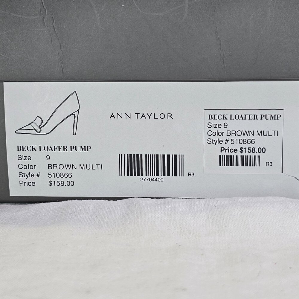 Ann Taylor Beck  Leopard Print Calf Hair 3.5” Loafer Stiletto Heel Pump 9M - Picture 12 of 14